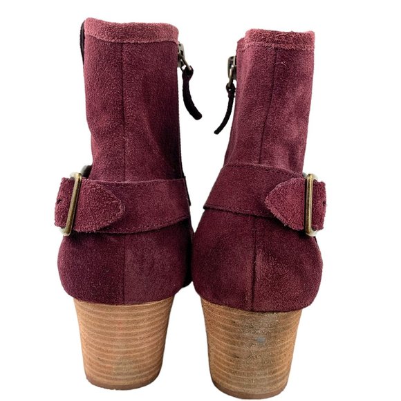 Nordstrom‎ HINGE 'Billy' Burgundy Suede Harness Zip Booties - Picture 4 of 11